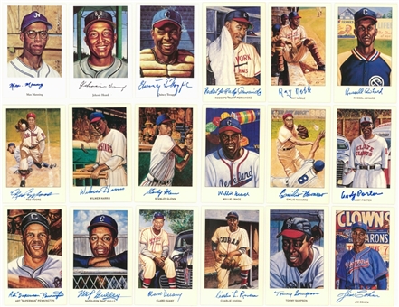 Lot of (42) Negro League Signed Ron Lewis Post Cards - Total 57 Signatures (JSA)